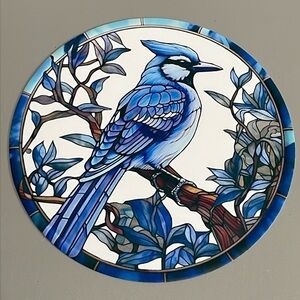 Metal Sign Blue Jay Round Decorative Wall Fence Plaque Decoration New